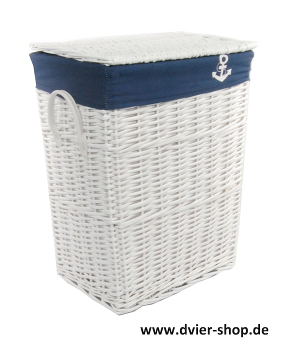 Panier à linge Coffre à linge en osier rectangulaire bleu Etsy France