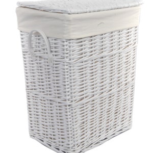 Panier à linge coffre à linge osier blanc rectangulaire couvercle 3x size 90/60/34 litres image 6