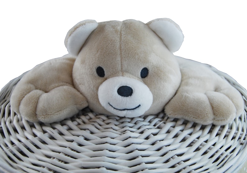 Laundry Basket Laundry Chest Willow Round White Lid with Soft Toy Bear Cover Lid image 3