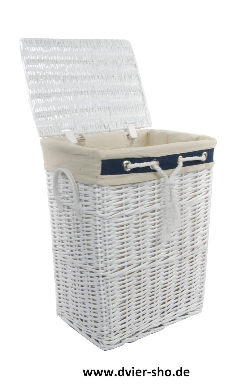 Laundry basket wicker white navy 39WRt-b 40x30 h.55cm image 3