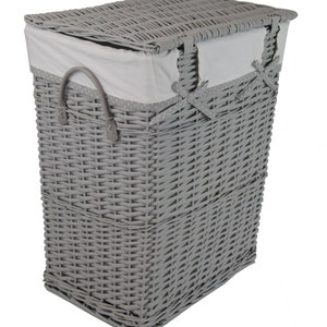 Laundry basket laundry chest grey willow with laundry bag lid handles 48x36 H.62 zdjęcie 2