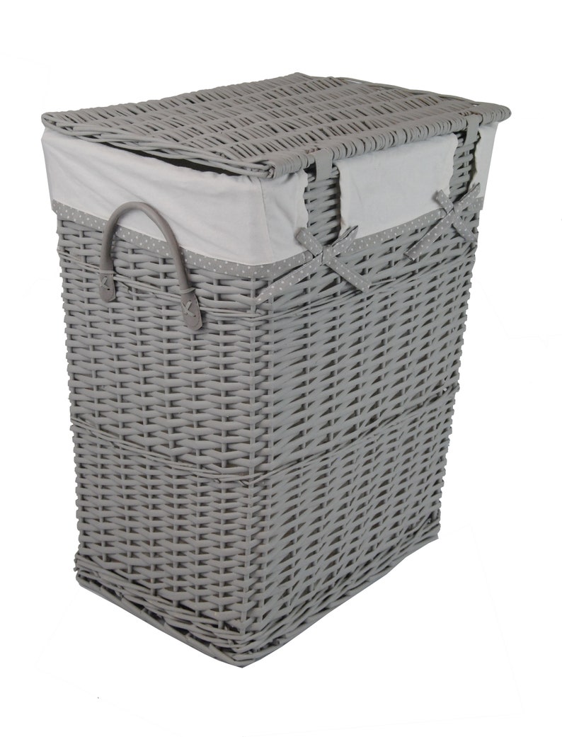 Laundry basket laundry chest grey willow with laundry bag lid handles 48x36 H.62 zdjęcie 2