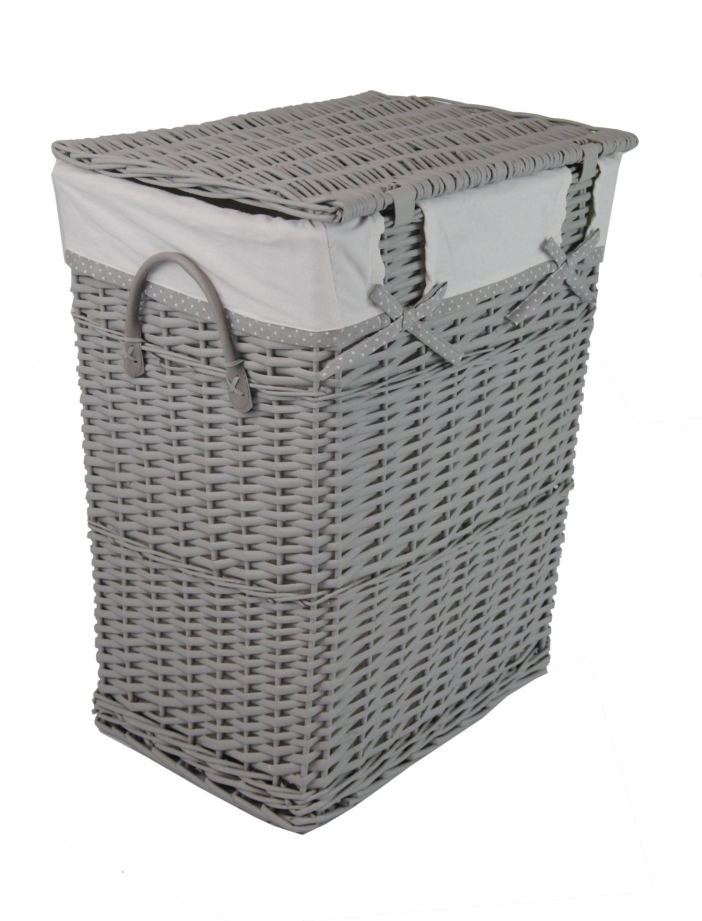Cesta de la ropa sucia pecho gris de mimbre con tapa de la bolsa de  lavandería asas 40x30 H.55 -  México