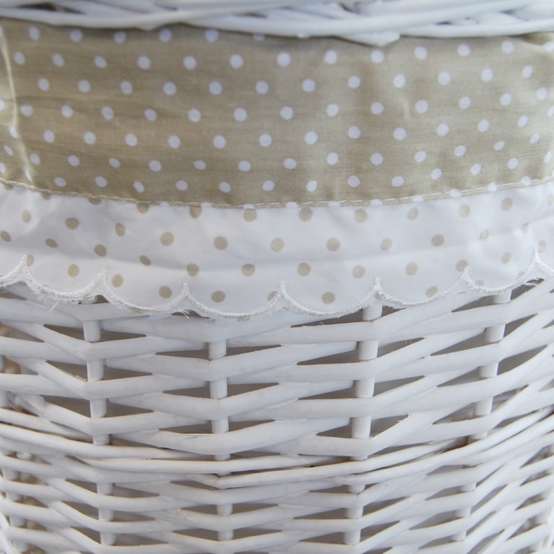 Laundry Basket Laundry Chest Willow Round White Lid with Soft Toy Bear Cover Lid image 4