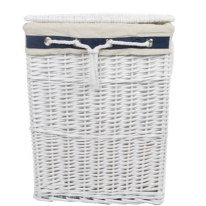 Laundry basket wicker white navy 39WRt-b 40x30 h.55cm image 2