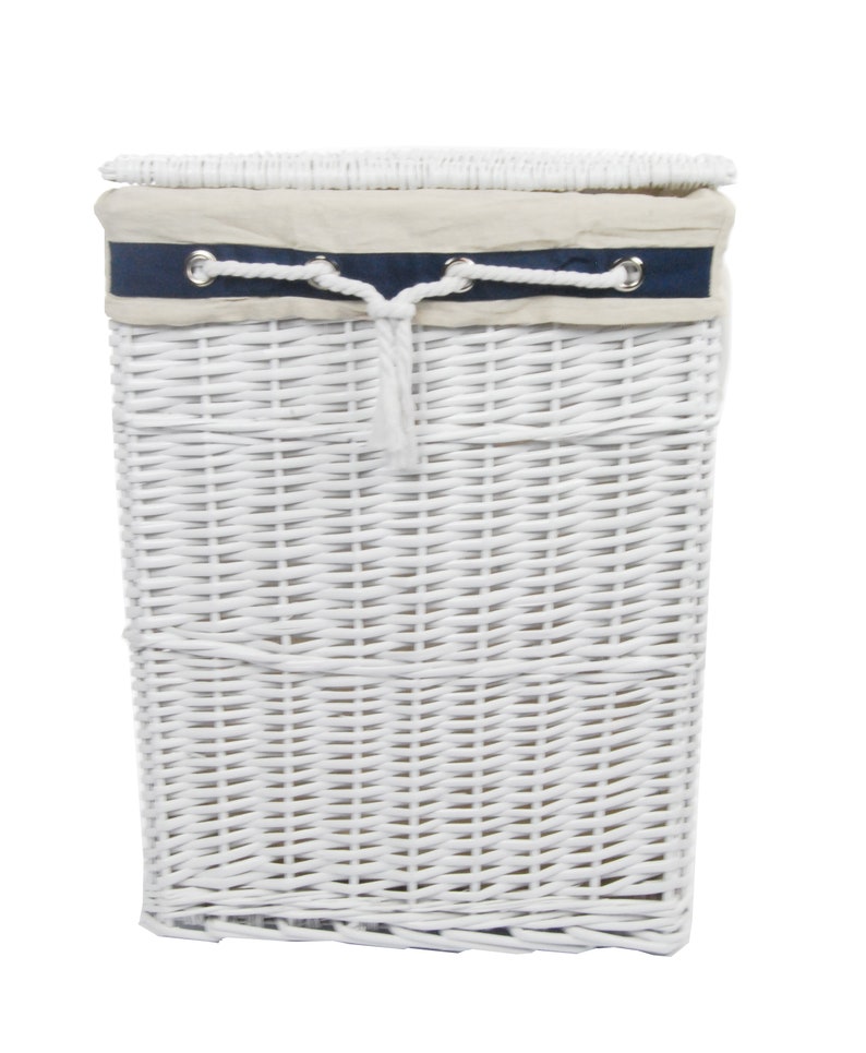 Laundry basket wicker white navy 39WRt-b 40x30 h.55cm image 2