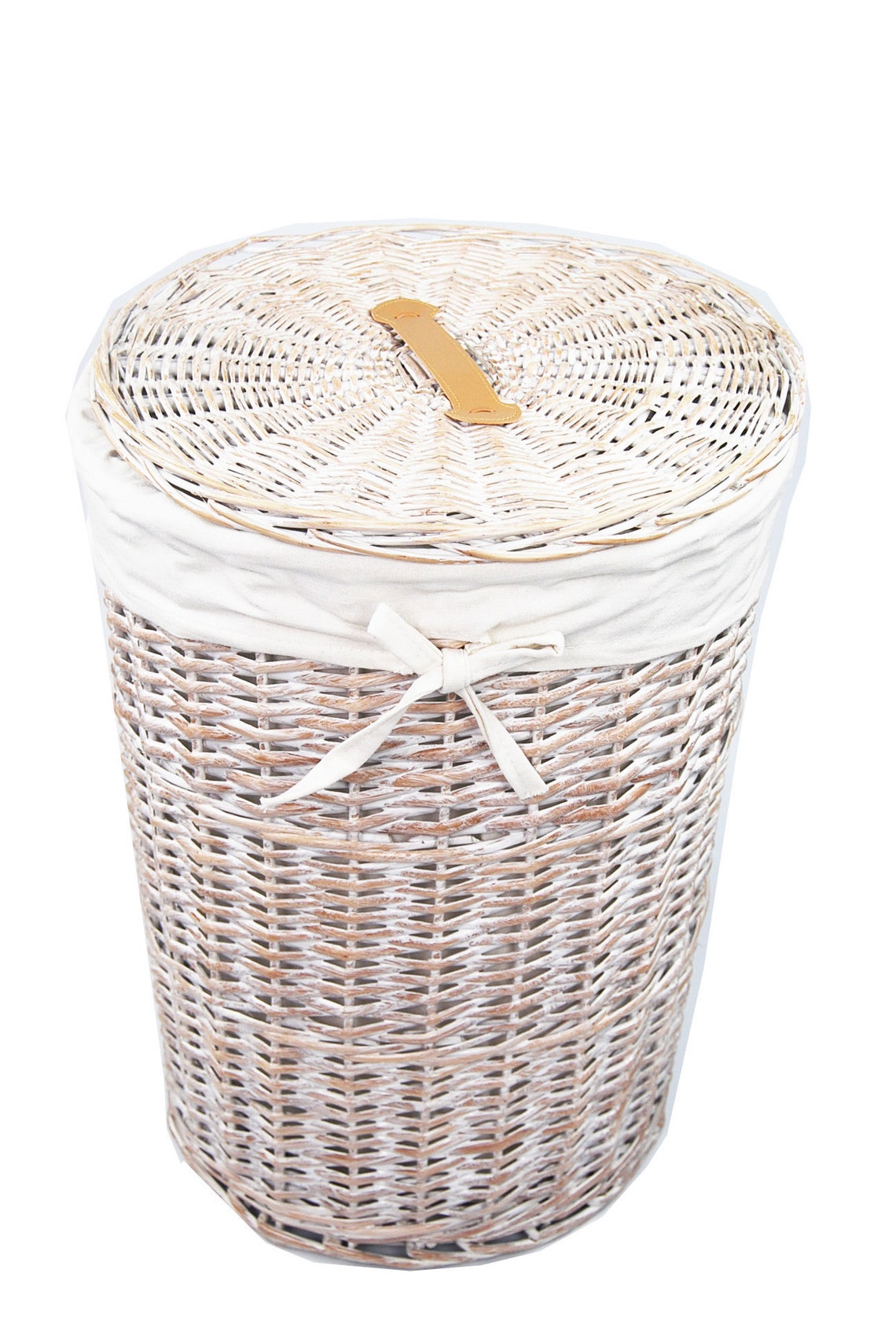 Wäschekorb weide wasch weiß rund D.32 H.46 | Etsy