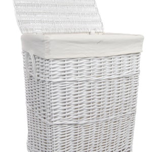 Panier à linge coffre à linge osier blanc rectangulaire couvercle 3x size 90/60/34 litres image 2