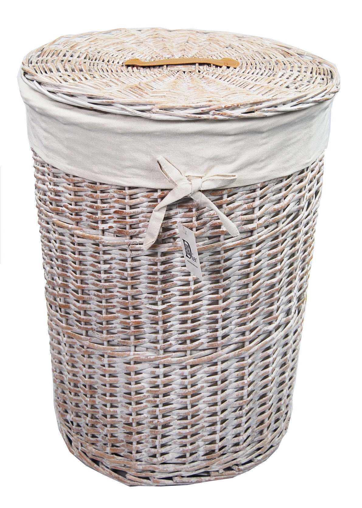 Laundry basket willow wash white round D.39 H.55 Etsy