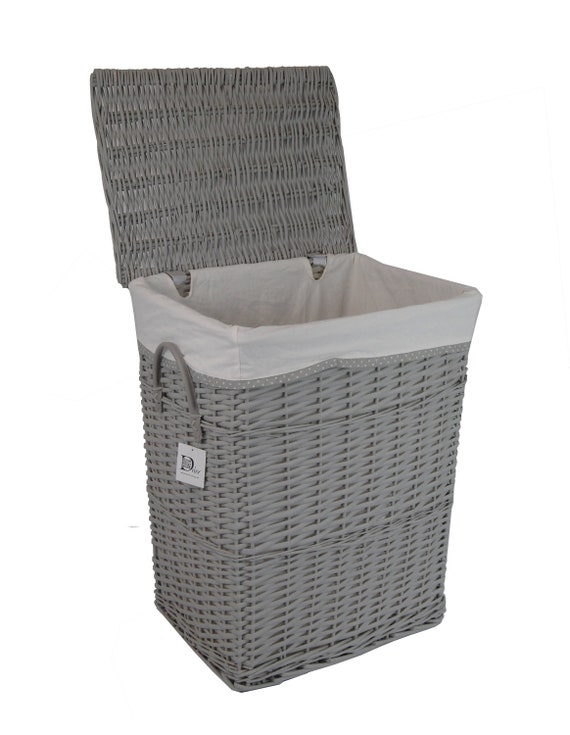Cesto lavanderia cesto lavanderia grigio vimini con sacchetto lavanderia  coperchio maniglie 40x30 H.55 -  Italia