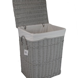 Cesta de lavandería pecho de lavandería sauce gris con tapa de bolsa de lavandería asas 48x36 H.62 imagen 3