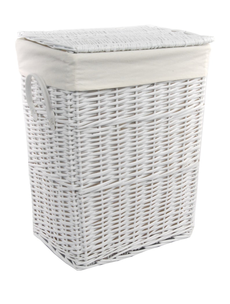 Panier à linge coffre à linge osier blanc rectangulaire couvercle 3x size 90/60/34 litres image 8