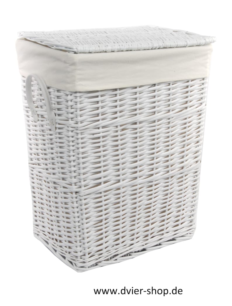 Panier à linge coffre à linge osier blanc rectangulaire couvercle 3x size 90/60/34 litres image 1