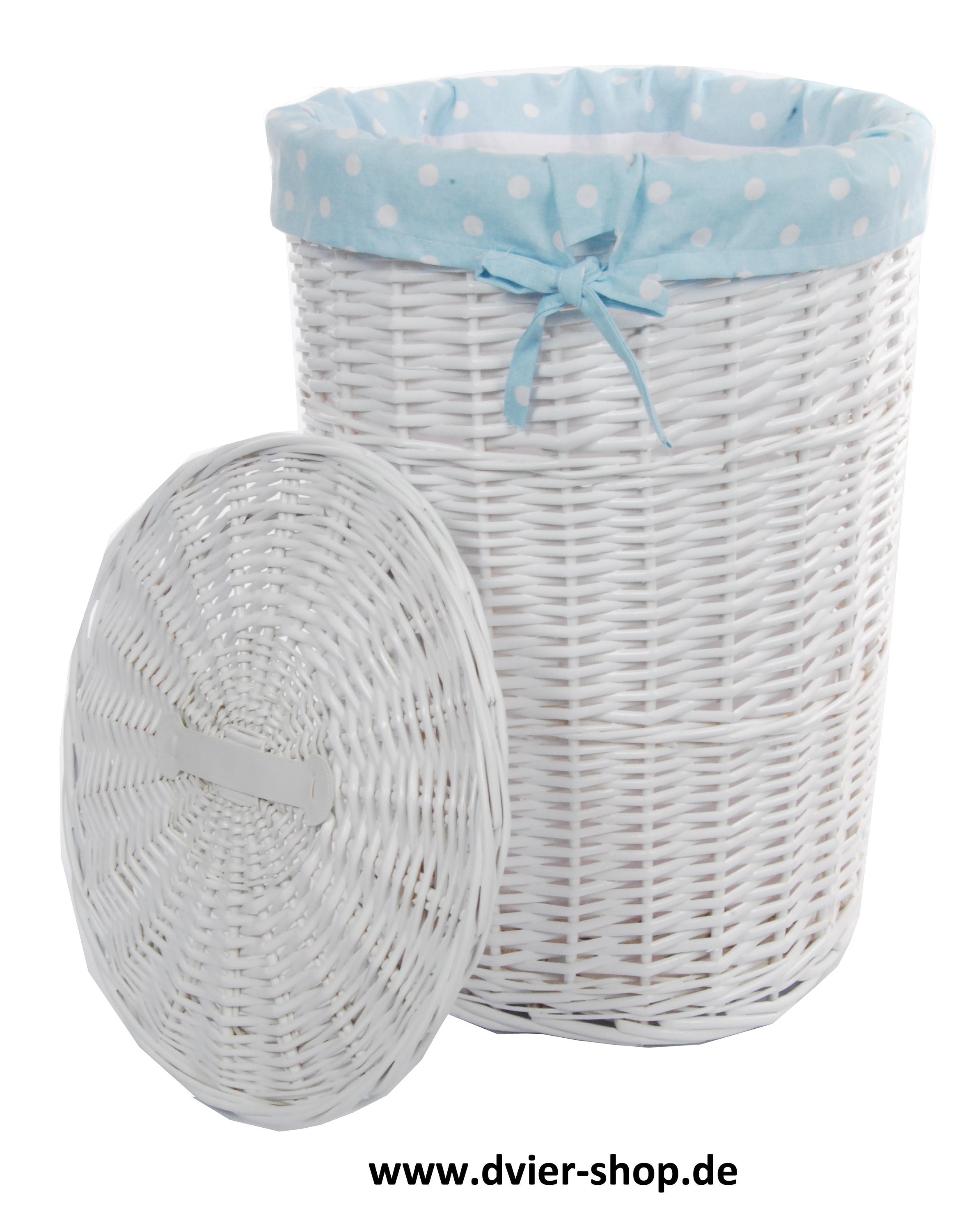 Wäschekorb weide rund weiß blau 23WRd-b D.39 H.54 | Etsy