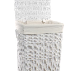 Panier à linge coffre à linge osier blanc rectangulaire couvercle 3x size 90/60/34 litres gr.S 32x24 H.48 cm