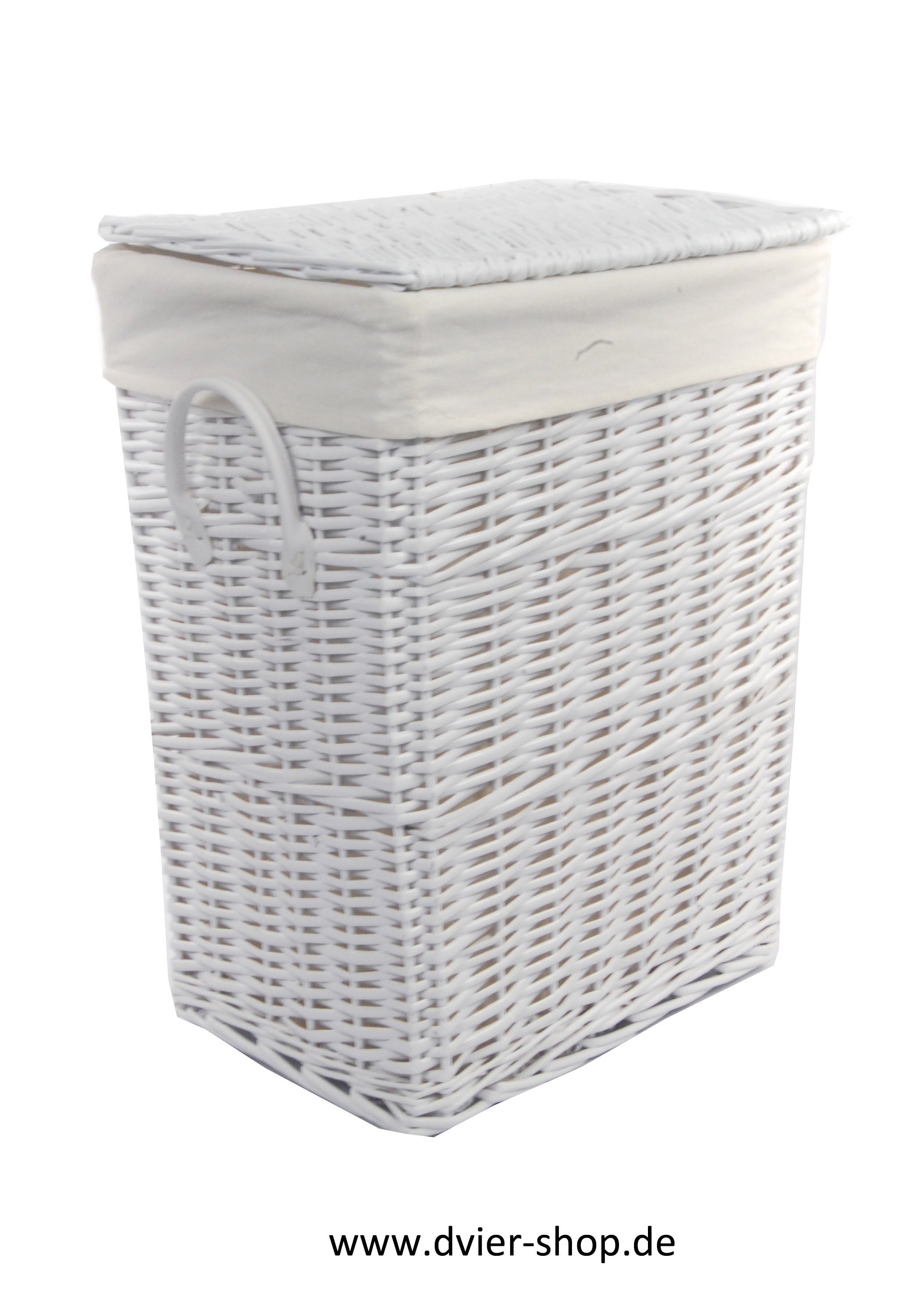 Wäschekorb Wäschetruhe weide rechteckig weiss mit Bezug Deckel | Etsy