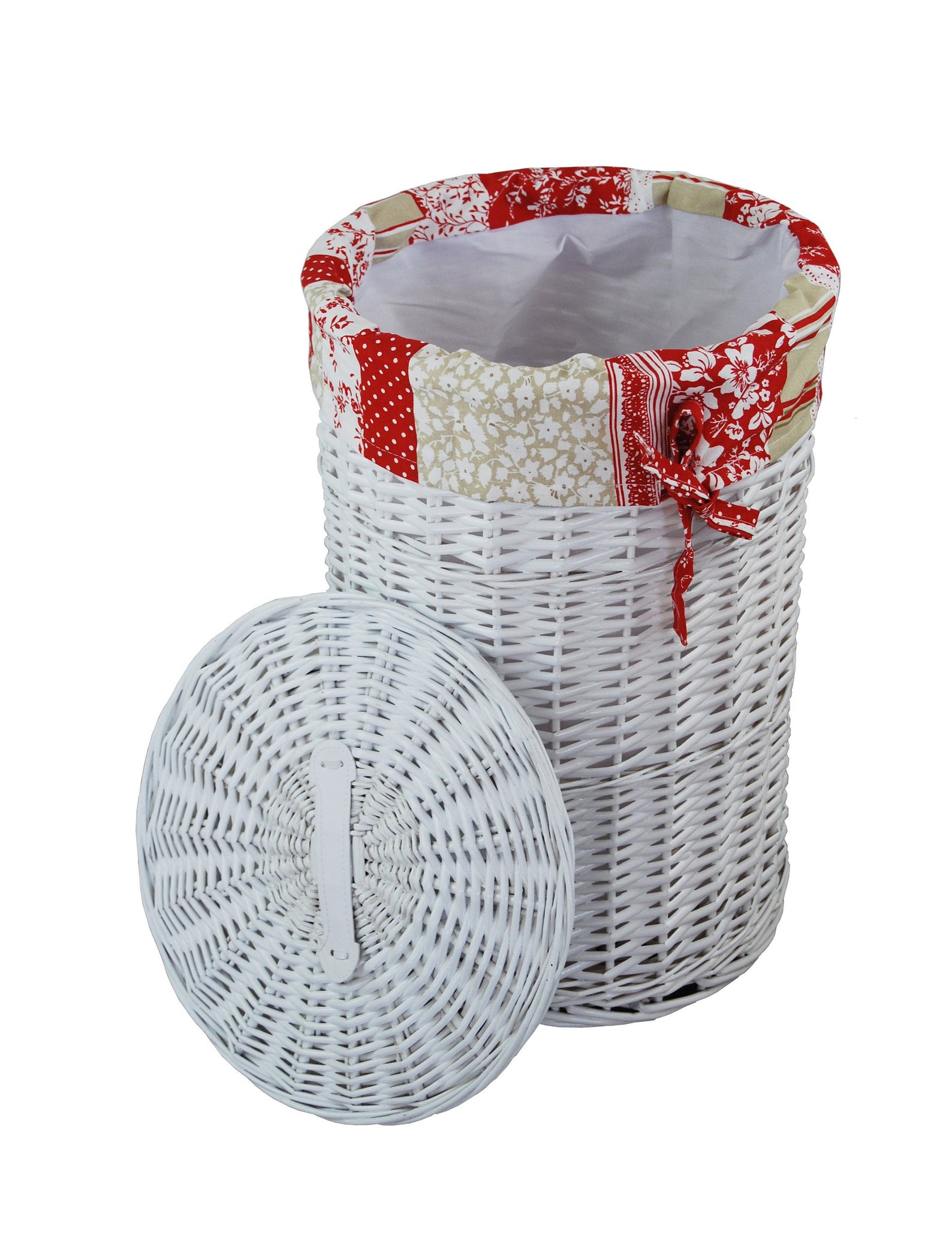 Laundry Basket Laundry Chest willow round white w. lid Laundry Etsy