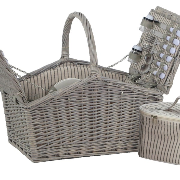 Picnic basket willow f. 4 persons w. handle