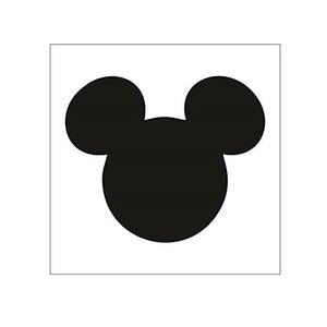 May include: Black silhouette of Mickey Mouse's head with large ears.