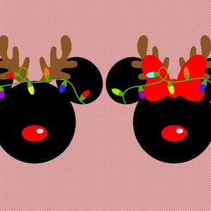 Personalized Reindeer Christmas Mickey Mouse Head Matching Family Disney Iron On Decal Vinyl for Shirt