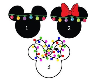 Personalized Christmas lights Mickey Mouse Head Matching Family Disney Iron On Decal Vinyl for Shirt