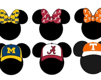 Clemson, University of Tennessee and University of Alabama  Mickey Mouse Head Matching Family Disney Iron On Decal Vinyl for Shirt