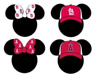 Cardinals, Dodgers, Yankees, Angels Miinnie and Mickey Iron on decal for  shirt