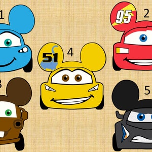 Cars Lightening Mcqueen Mickey Disney World Iron on Transfer for Shirt