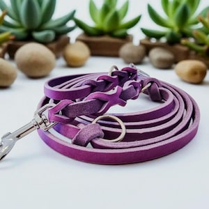 Leather leash 10mm wide, soft and durable