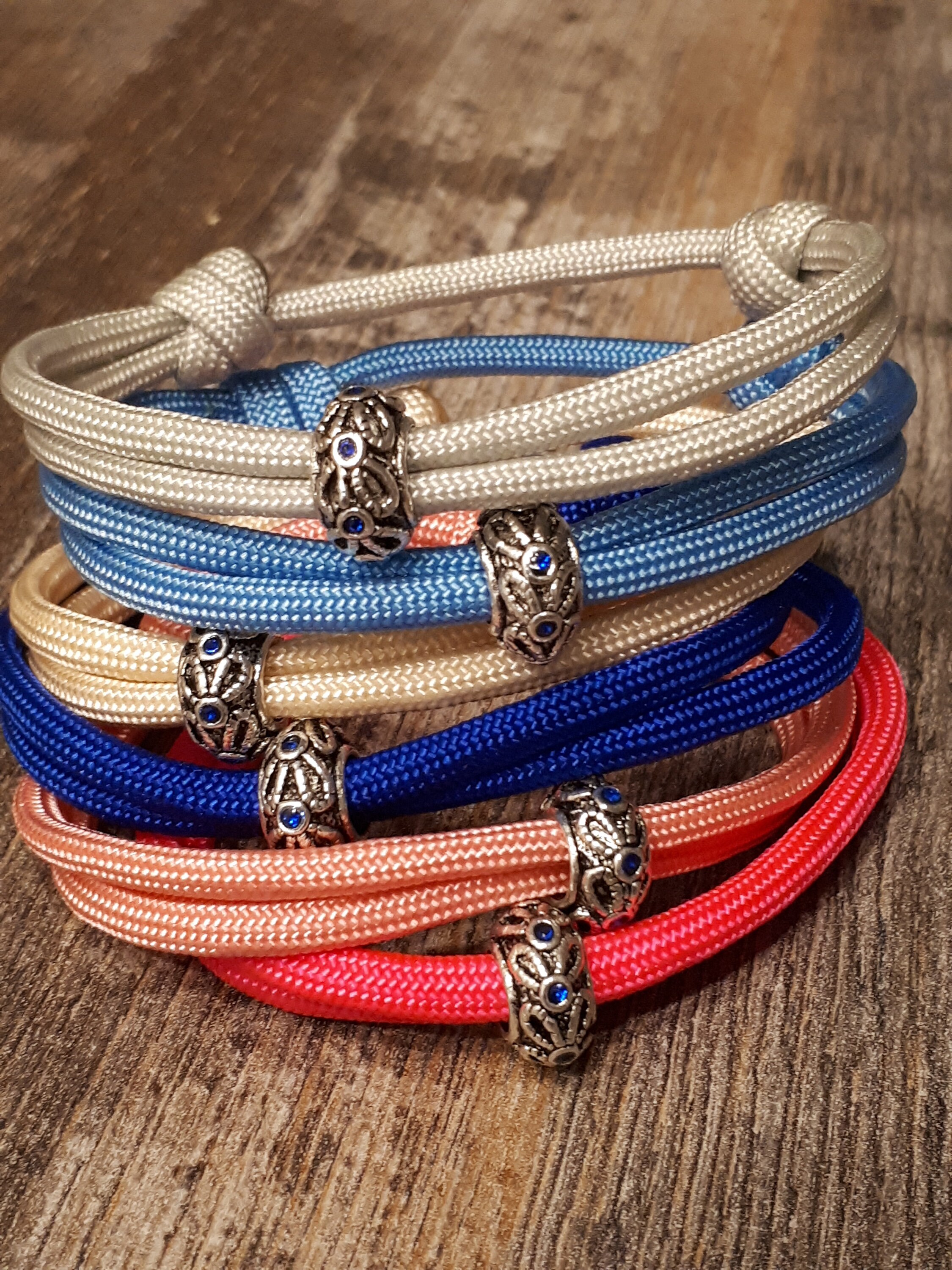 Paracord Surfer Bracelet with Rhinestone Blue Etsy