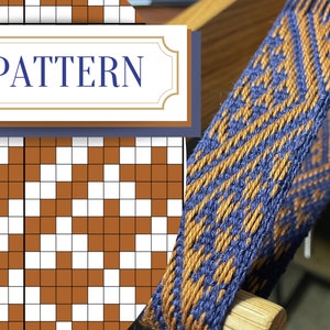 Blue and Gold ZigZag - Inkle Loom Pickup Weaving Pattern