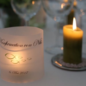 5 x Windlichter Lichthüllen Taufe Konfirmation Kommunion Firmung Deko Tischdeko individualisiert mit Namen personalisiert Bild 2