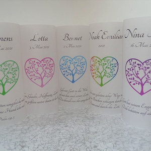 5 x lanterns light covers baptism confirmation communion tree of life decoration table decoration - individualized with name * personalized