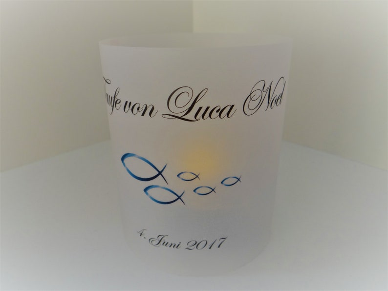 5 x Windlichter Lichthüllen Taufe Konfirmation Kommunion Firmung Deko Tischdeko individualisiert mit Namen personalisiert Bild 8