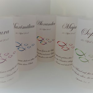 5 x lanterns light covers baptism confirmation communion confirmation table decoration - individualized with name * personalized