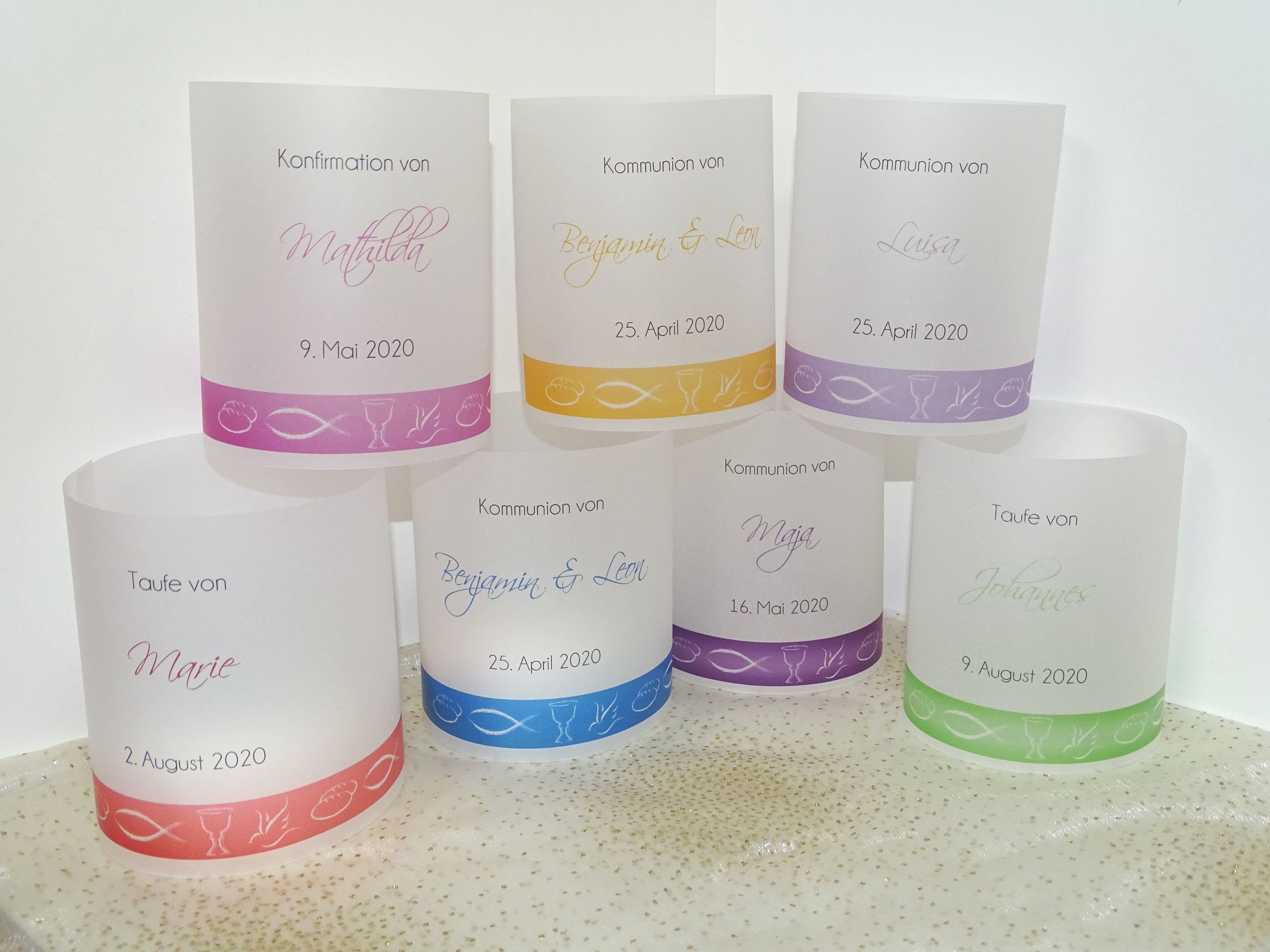5 x Menü Lichthüllen Taufe Konfirmation Kommunion Firmung Hochzeit Tischdeko 5 x Menü Lichthüllen Taufe Konfirmation Kommunion Firmung Hochzeit Tischdeko