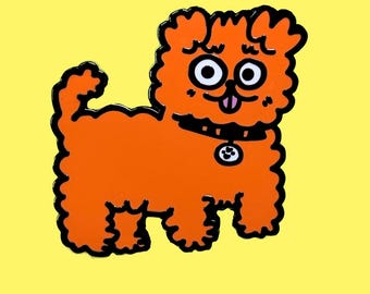 Ginger Biscuit the Dog Enamel Pin Orange