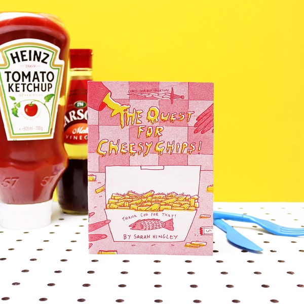 La búsqueda de patatas fritas con queso Elige tu propia aventura Risograph Zine A6