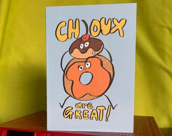 Choux Are Great Cute Pastry Cake Bakery Pun Birthday All Occasions A6 Greetings Card