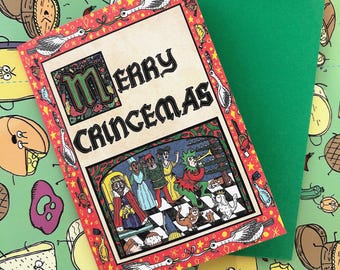 Merry Cringemas Medieval Illuminated Manuscript Ye Olde Party Cringe Funny A6 Christmas Card