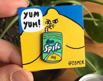 Diet Spite Bitter Lemon Soda Pop Enamel Pin Badge Cute 2.5cm All the Bitterness Half the Effort!