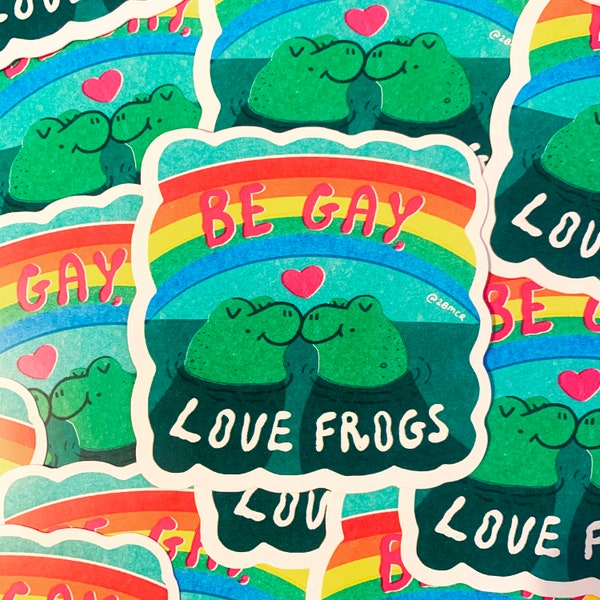 Be Gay Love Frogs Frog Toad LGBTQIA+ Vinyl Sticker 9cm