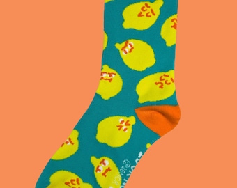 Bitter Lemon Socks 2.0 Lemon All Over Design Crew Sock