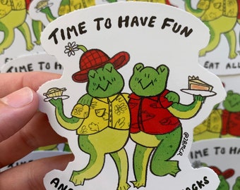 Frogs in Love Time To Have Fun And Eat All the Snacks Vinyl Stickers