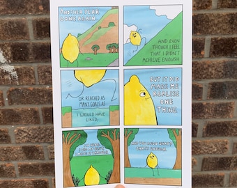 Weer een jaar weg Lemon Lemotional Comic A4 Digital Print