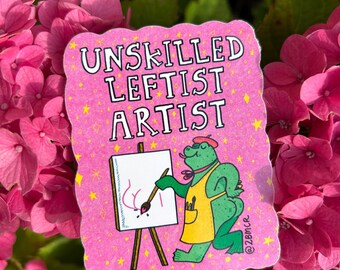 Unskilled Leftist Artist Vinyl Frog Toad Froggy Art Sticker Approximately 6cm by 8cm