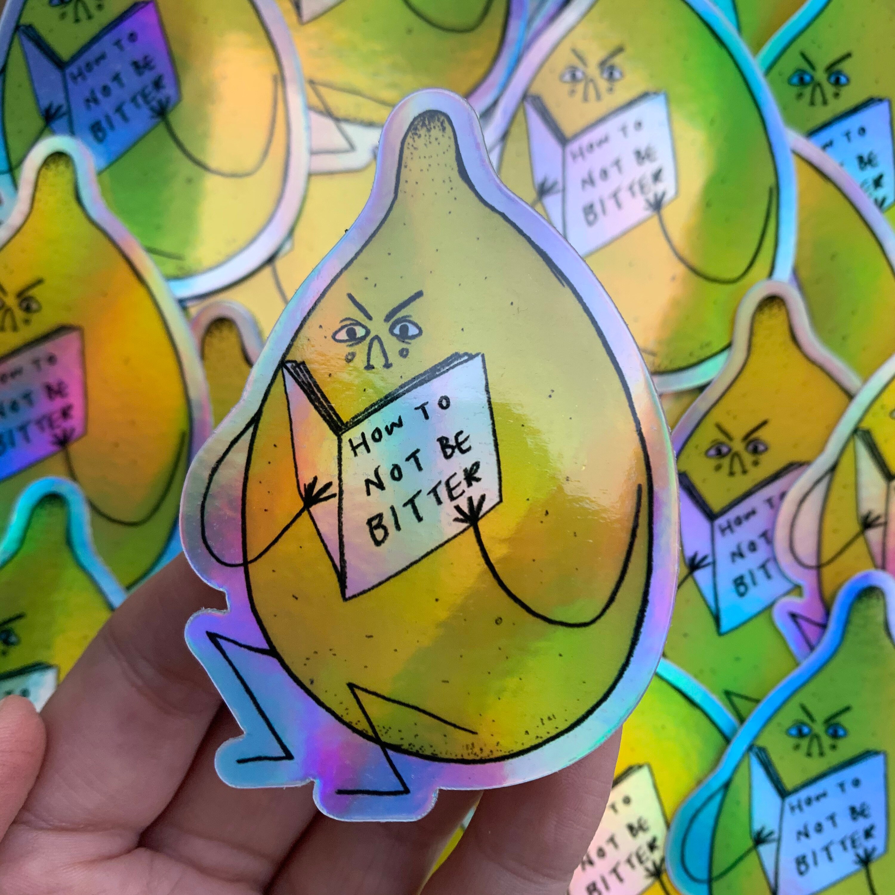 Holo Holographic Bitter Lemon Vinyl Stickers