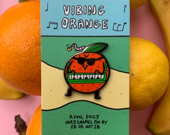 Vibing Orange Juicy Keyboard Hard Enamel Pin Badge Fruity Joy