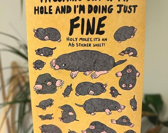 Mole Stickers - Glossy Vinyl Sticker Sheet (A6)
