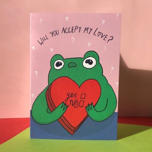Accepterez-vous ma carte grenouille d'amour Message de la Saint-Valentin cochez la case A6 carte de voeux